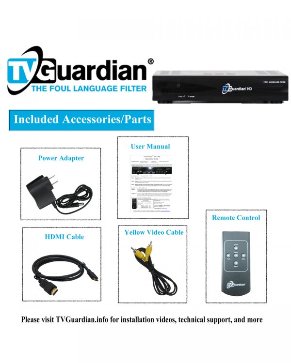 TVGuardian 501HD Included Parts